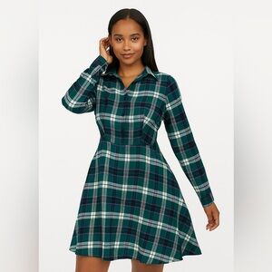 Fancyinn plaid women’s long sleeves dress with pockets size S/M cotton blend